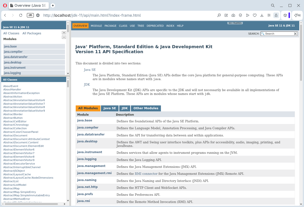API frames layout